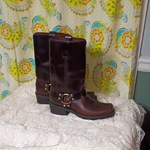 Vintage Durango Engineer Harness Brown Leather Boots with Buckle Men 8.5 W 10